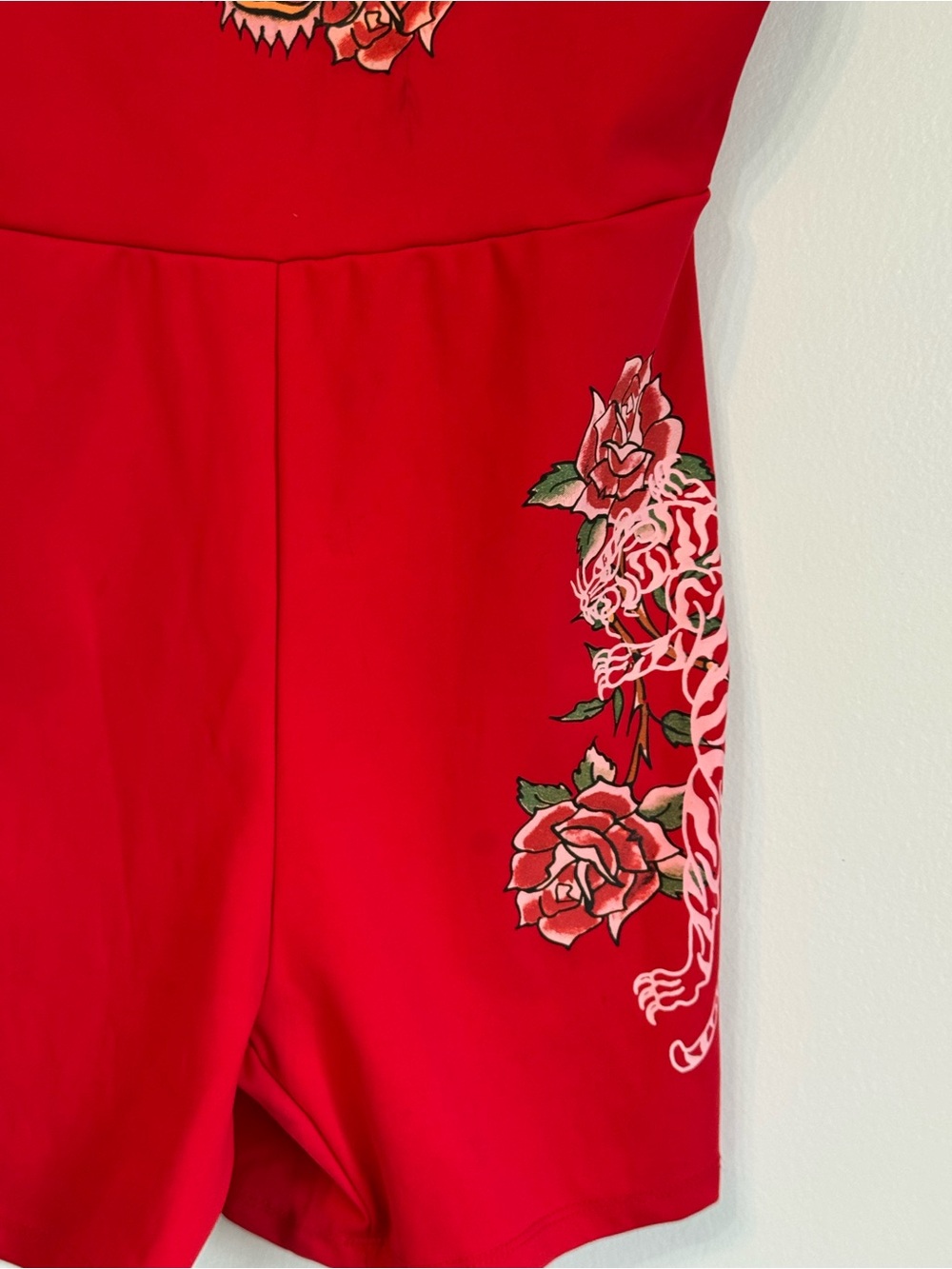 Ed Hardy Red Tiger Playsuit and Romper Size Medium Stretch Sleeveless Summer - Picture 4 of 12